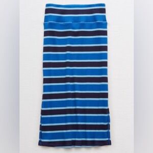 AERIE RIBBED KNIT SKIRT – BLUE VIBE (SIZE M)